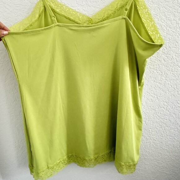 Fashion Bug Tank Top Cami Womens 1X Lace Trim Adjustable Straps Chartreuse Y2K - Picture 5 of 11